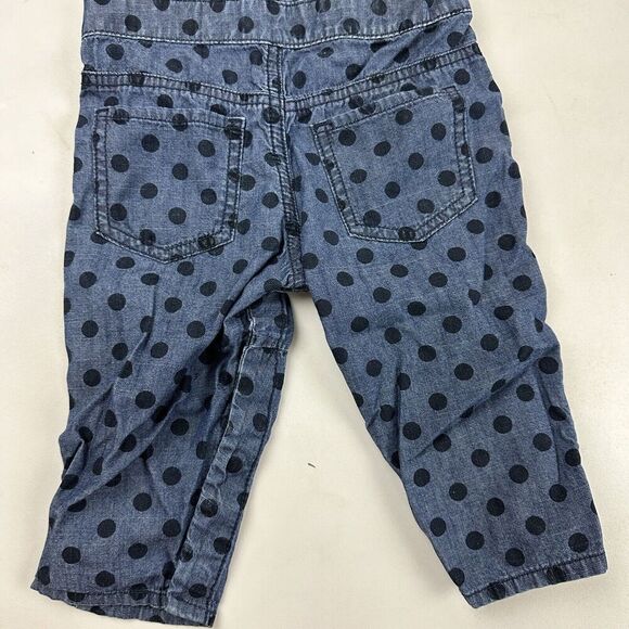 OshKosh B'Gosh Denim Blue Jean Overalls Polka Dot Size 18M 100% Cotton Vestbak - Picture 11 of 12